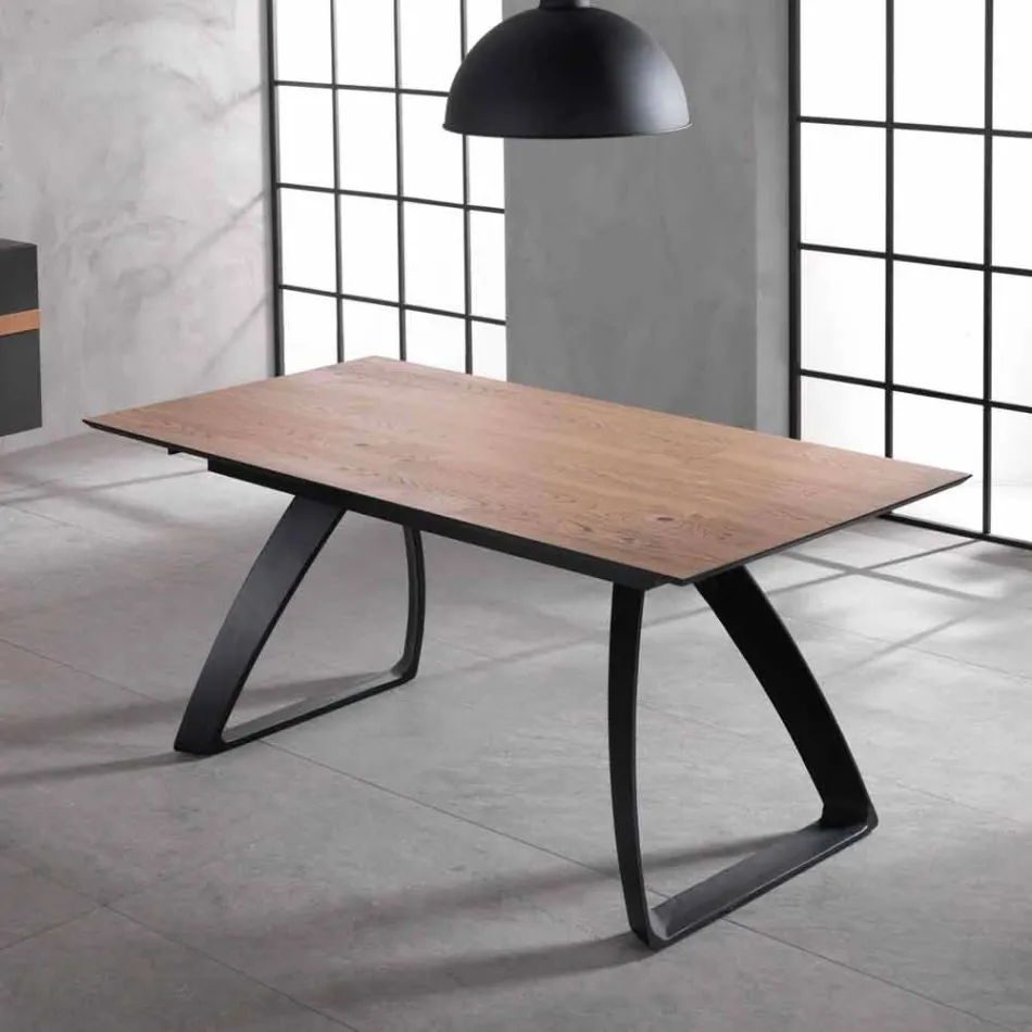 Modern extendable table with metal legs, Villongo Viadurini