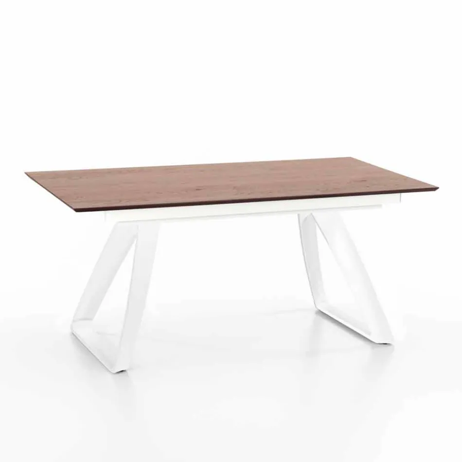 Modern extendable table with metal legs, Villongo Viadurini