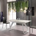 Modern extendable table with metal legs, Villongo Viadurini