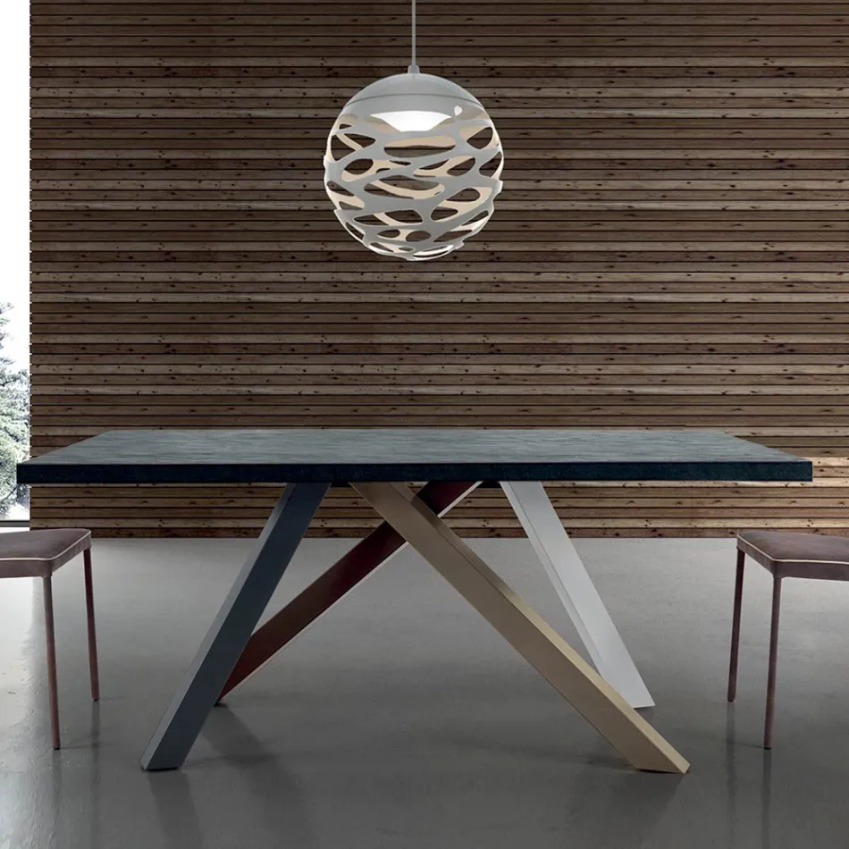 Modern Extendable Table with Laminated Wooden Top Made in Italy – Settimmio Viadurini