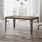 Modern Extendable Table in Melamine Wood and Iron Undertop - Marella Viadurini