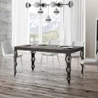 Modern Extendable Table in Melamine Wood and Iron Undertop - Marella Viadurini