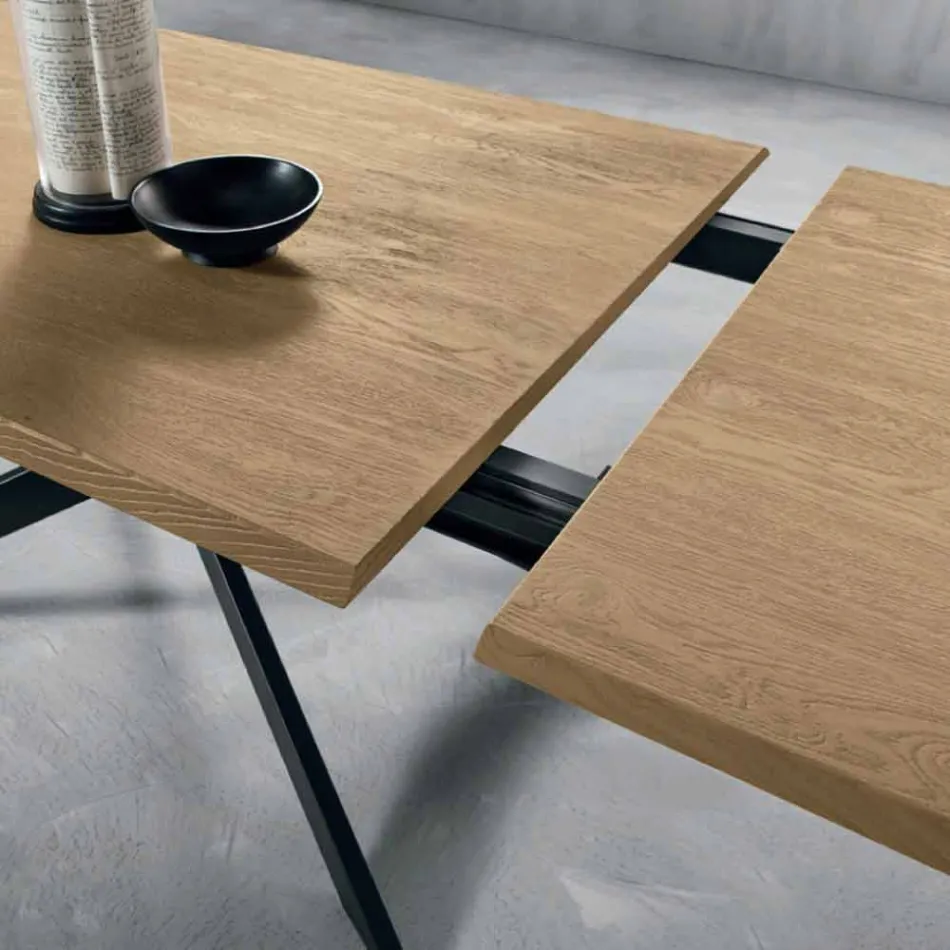 Modern Extendable Table in Oak Wood Made in Italy - Oncino Viadurini