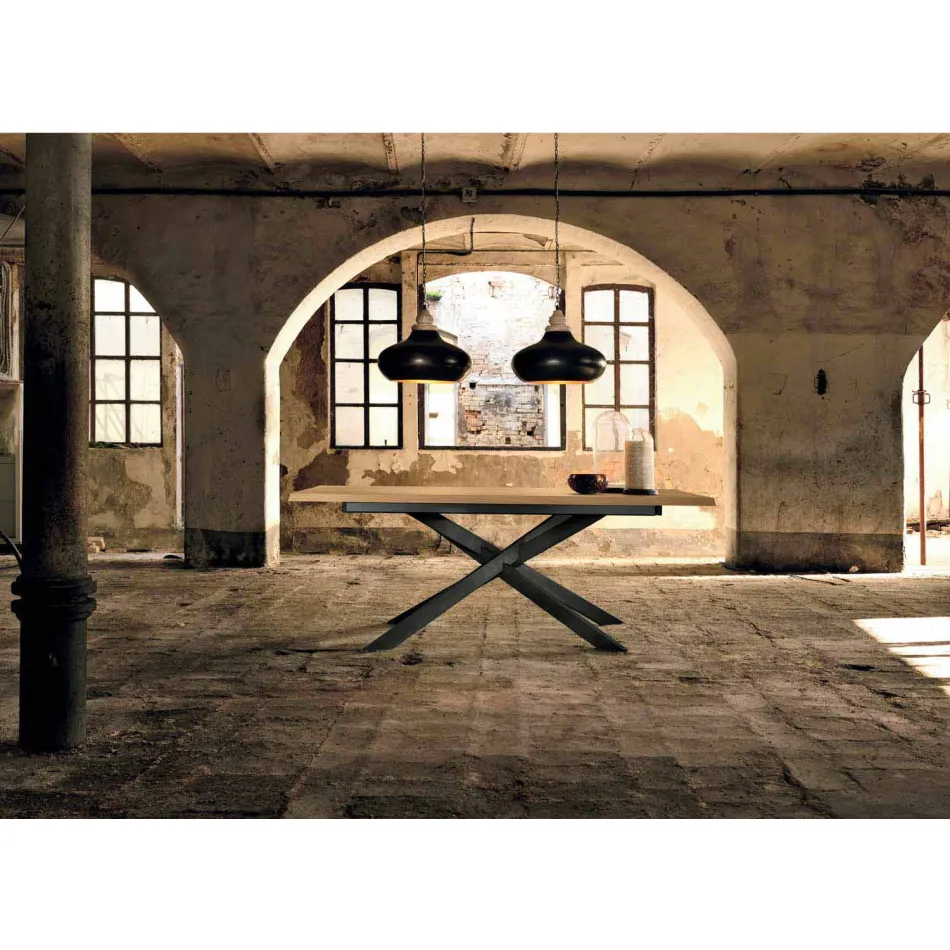 Modern Extendable Table in Oak Wood Made in Italy - Oncino Viadurini