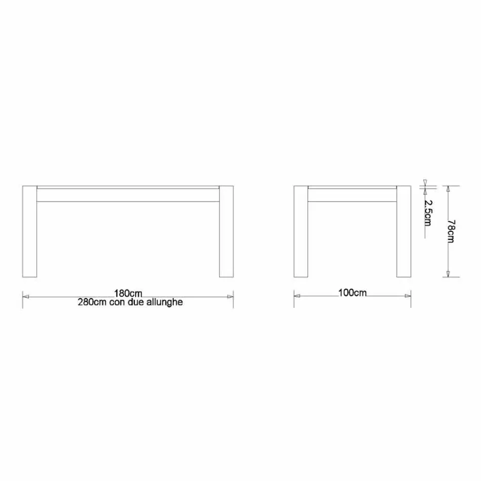 Modern extending table in solid oak, L180 / 280xP100cm, Jacob Viadurini