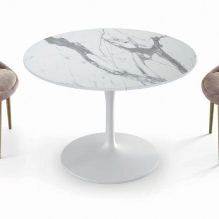 Extendable Round Lounge Table in Laminate Made in Italy - Dollars Viadurini