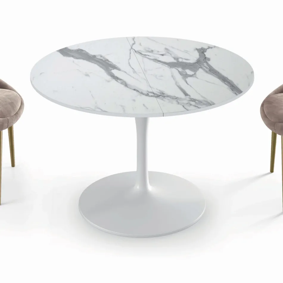 Extendable Round Lounge Table in Laminate Made in Italy - Dollars Viadurini