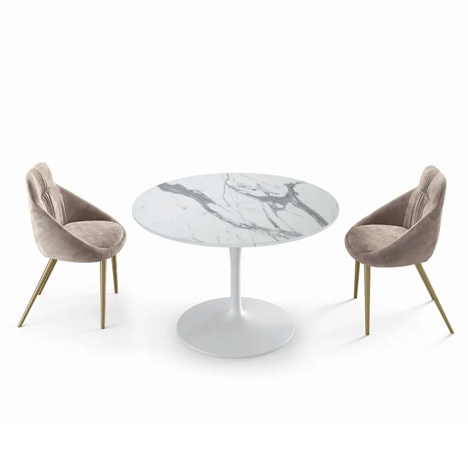 Extendable Round Lounge Table in Laminate Made in Italy - Dollars Viadurini