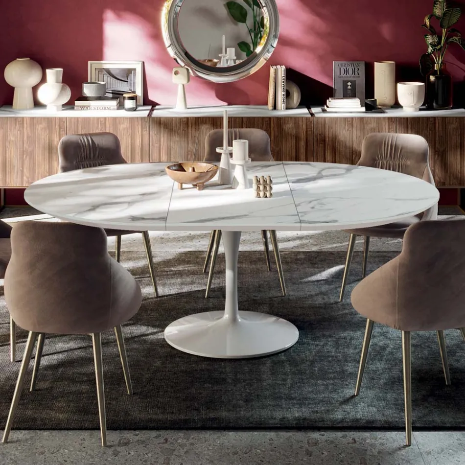 Extendable Round Lounge Table in Laminate Made in Italy - Dollars Viadurini