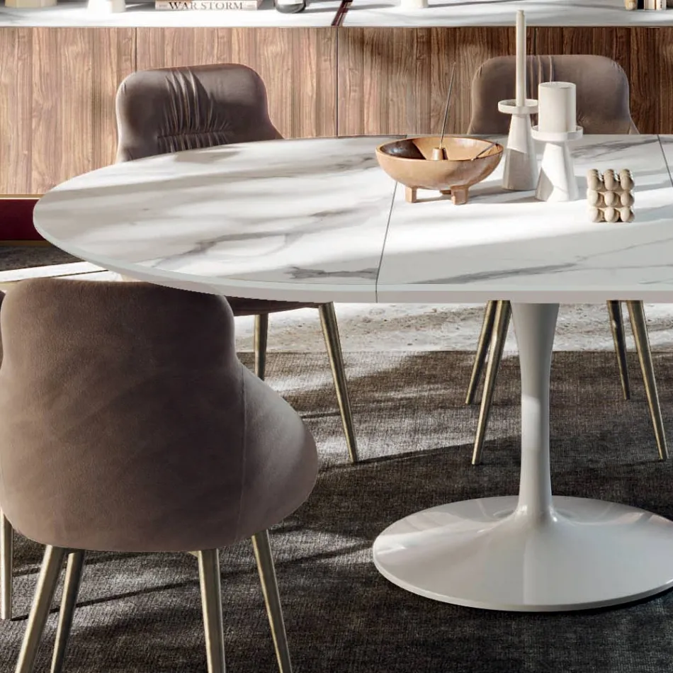 Extendable Round Lounge Table in Laminate Made in Italy - Dollars Viadurini