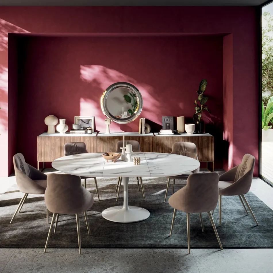 Extendable Round Lounge Table in Laminate Made in Italy - Dollars Viadurini