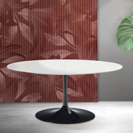 Saarinen Tulip Extendable Table H 74 cm in White Florim Ceramic - Scarlet Viadurini