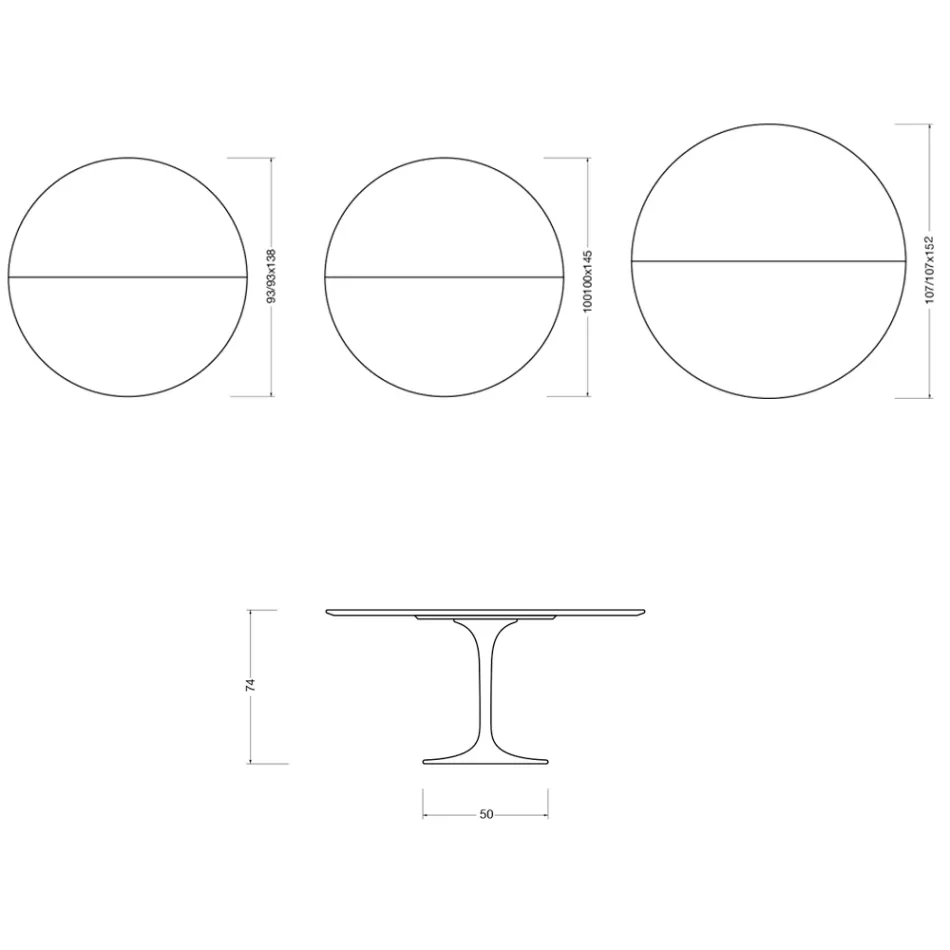 Saarinen Tulip Extendable Table H 74 cm in White Florim Ceramic - Scarlet Viadurini