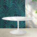 Saarinen Tulip Extendable Table H 74 cm in Glossy White Florim Ceramic - Scarlet