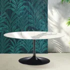 Saarinen Tulip Extendable Table H 74 cm in Glossy Statuario Florim Ceramic - Scarlet Viadurini
