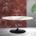 Saarinen Tulip Extendable Table H 74 cm in Florim Statuario Matte Ceramic - Scarlet