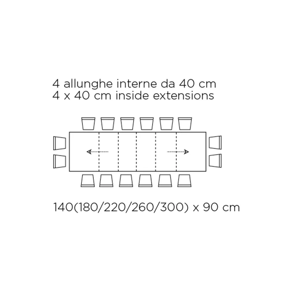 Table with Internal Extensions and Folding Edge in Laminate Made in Italy - Gordito Viadurini