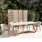 Table with Wooden Base and Chianca Ceramic Top from Ostuni - Infinity Viadurini