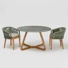 Table with Ceramic Top and Teak Base Made in Italy - Helmet Viadurini