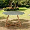 Table with Ceramic Top and Teak Base Made in Italy - Helmet