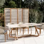 Table with Ceramic Top and Solid Teak Base Made in Italy - Blouse Viadurini