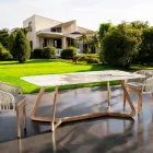 Table with Ceramic Top and Solid Teak Base Made in Italy - Blouse Viadurini