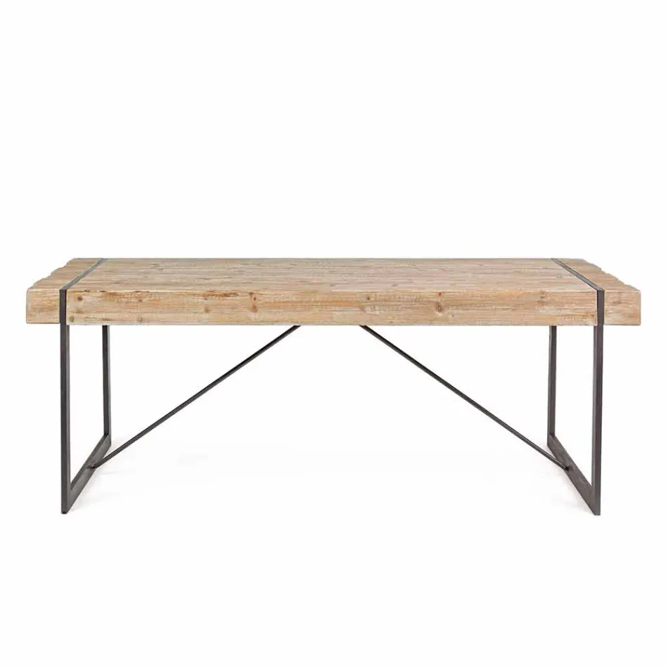 Homemotion Industrial Style Fir Wood Table - Wallie Viadurini