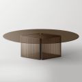 Table with Oval Glass Top and Fused Glass and Metal Base - Foglietto