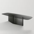 Table with shaped glass top and fused glass and metal base - Foglietto