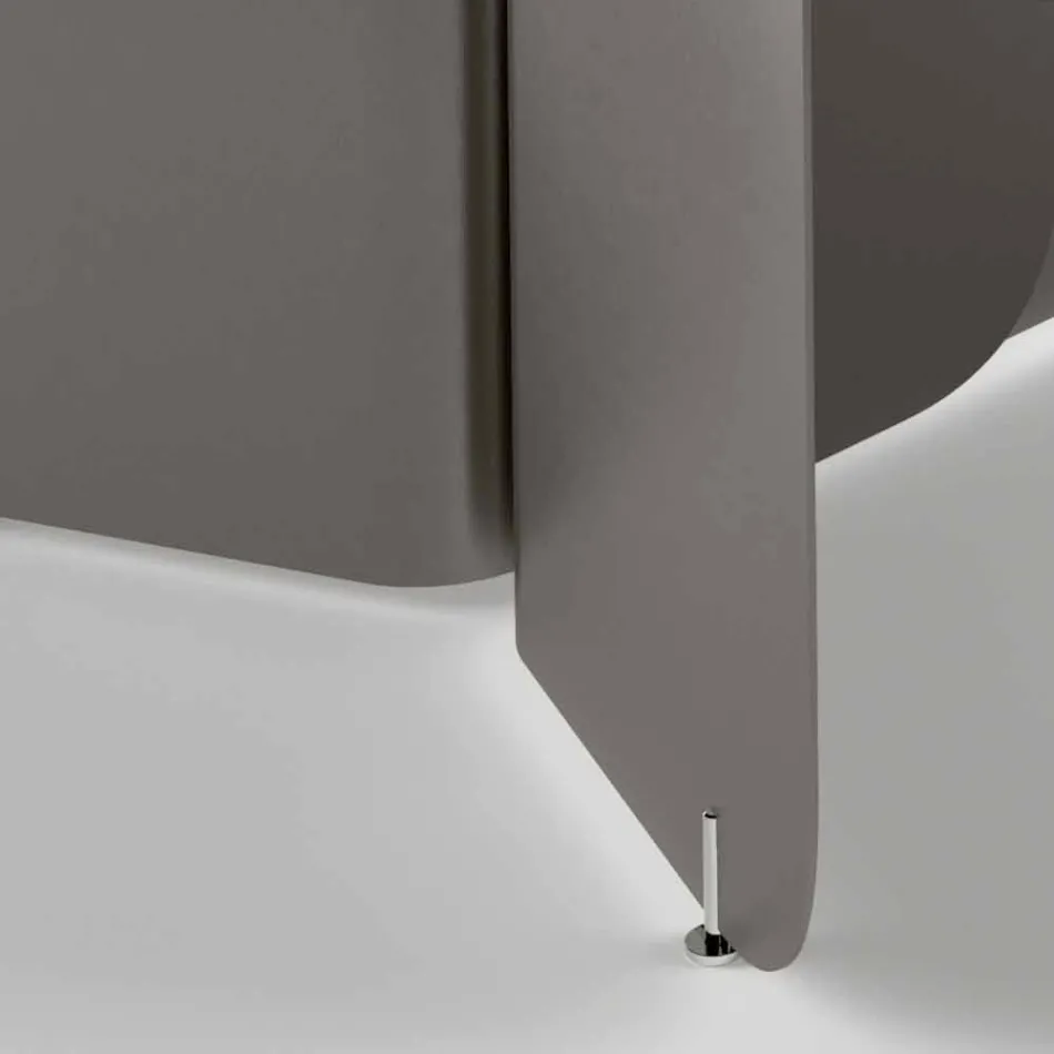 Table with shaped glass top and curved metal base - Piacere Viadurini