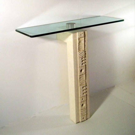 Rectangular stone console table and Abidos design crystal Viadurini
