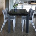 Extendable Kitchen Table Up to 170 cm in Metal and Tempered Glass - Berto