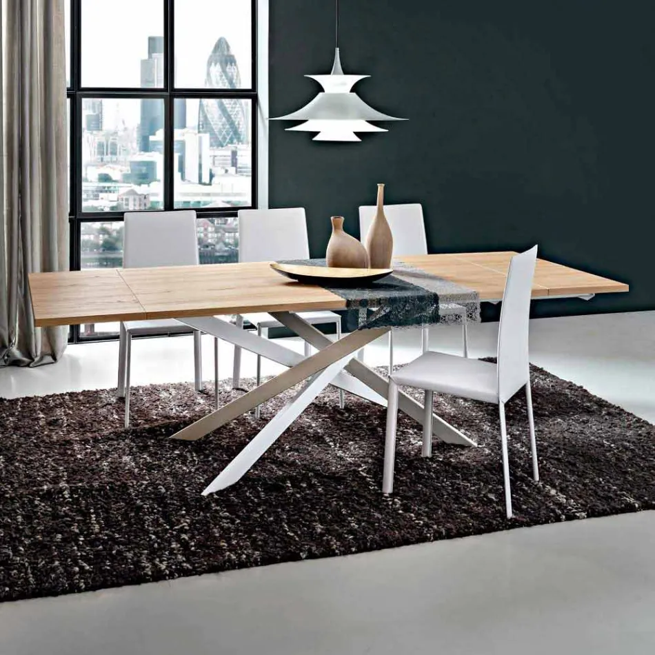 Extendable Kitchen Table Up to 280 cm in Wood Made in Italy - Carlino Viadurini