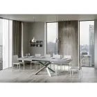 Extendable Kitchen Table up to 440 cm in Wood and Iron Made in Italy - Lennon Viadurini