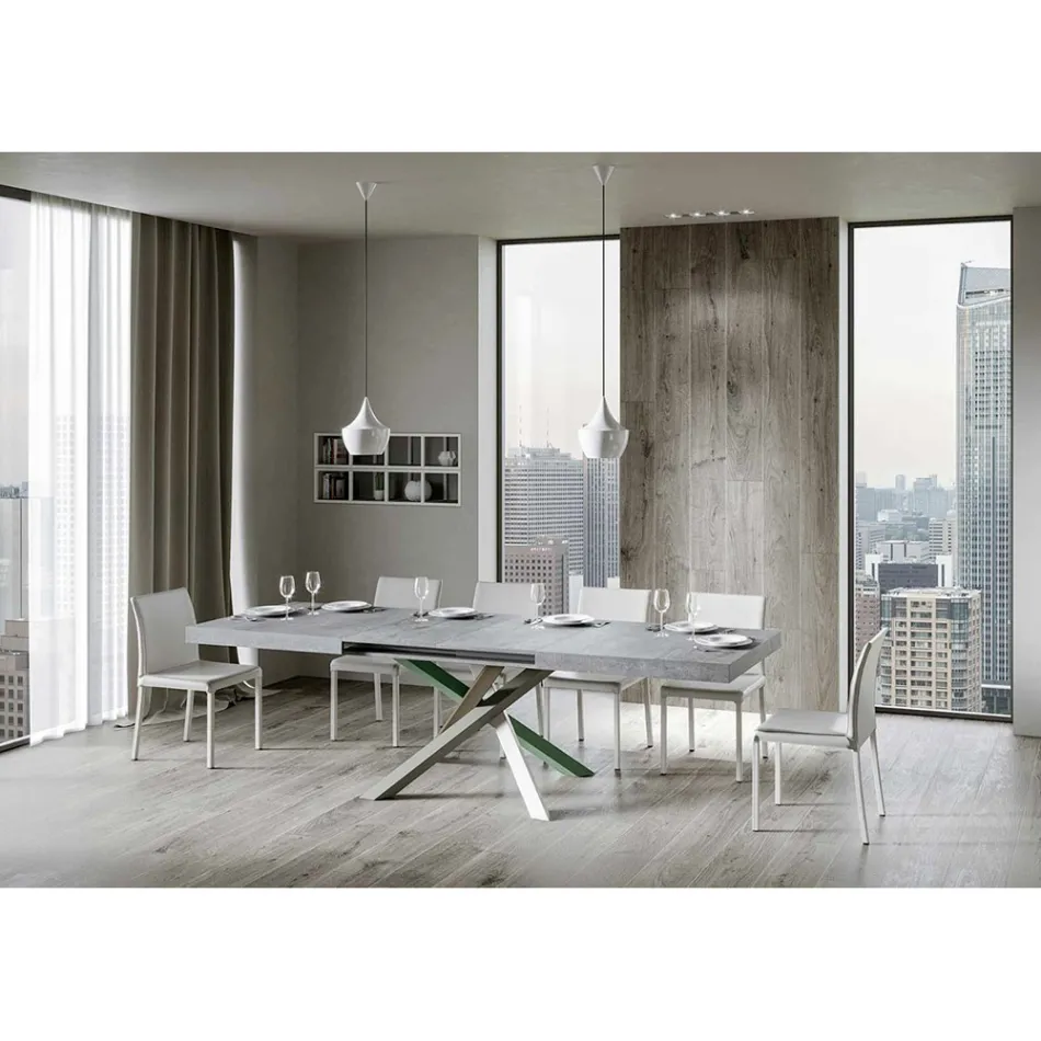 Extendable Kitchen Table up to 440 cm in Wood and Iron Made in Italy - Lennon Viadurini