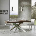 Extendable Kitchen Table up to 440 cm in Wood and Iron Made in Italy - Lennon Viadurini