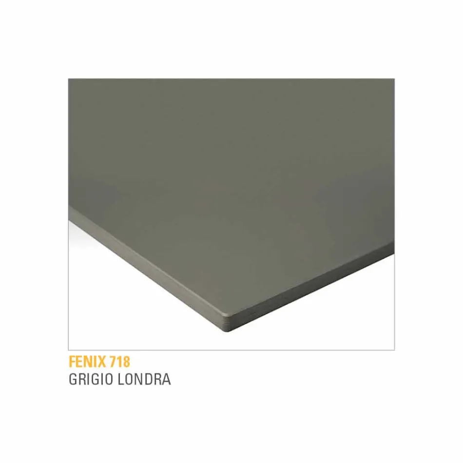 Kitchen Table in Laminated Fenix and Black Aluminium Made in Italy - Lingotto Viadurini