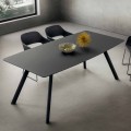 Kitchen Table in Laminated Fenix and Black Aluminium Made in Italy - Lingotto