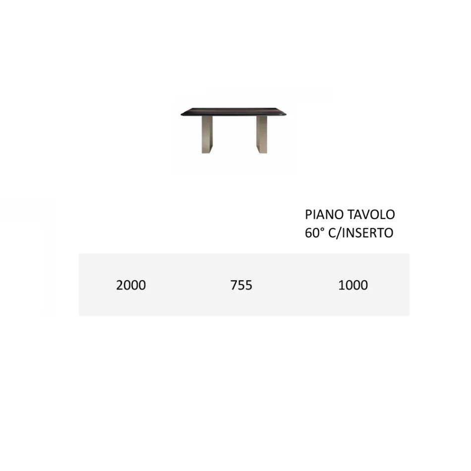 Mdf Kitchen Table with Solid Wood Insert Made in Italy - Tusco Viadurini