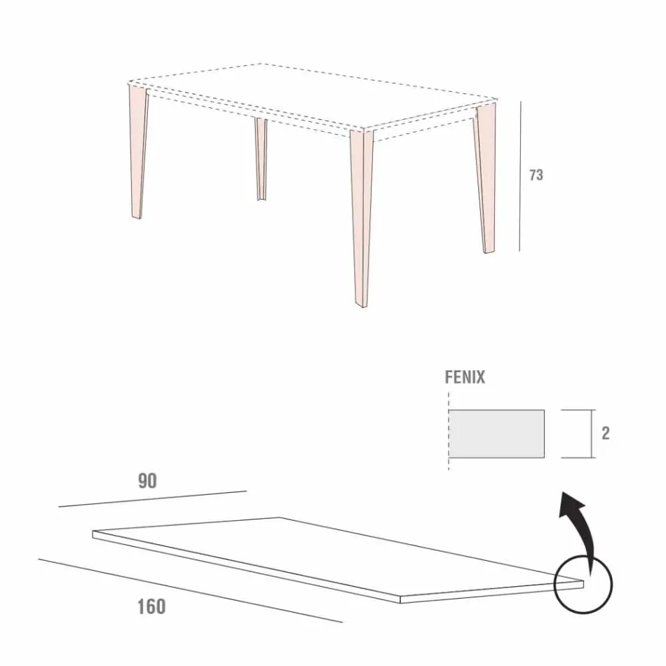 Kitchen Table in Painted Metal with Top in Fenix Made in Italy - Efisto Viadurini
