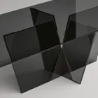 Rectangular Kitchen Table with Glass Top and Base Made in Italy - Tiseo Viadurini