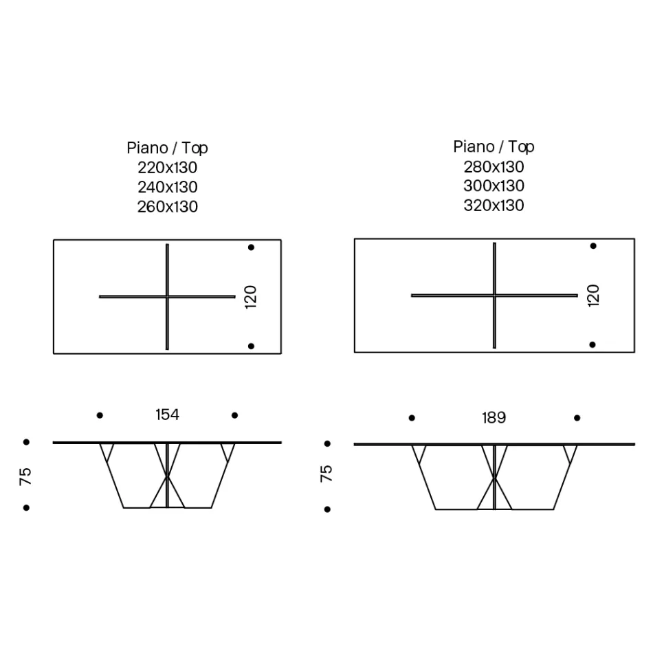 Rectangular Kitchen Table with Glass Top and Base Made in Italy - Tiseo Viadurini