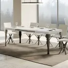Extendable Kitchen Table in Anthracite Wood and Iron Made in Italy - Sassone Viadurini