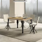 Extendable Kitchen Table in Anthracite Wood and Iron Made in Italy - Sassone Viadurini
