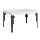 Extendable Kitchen Table in Anthracite Wood and Iron Made in Italy - Sassone Viadurini