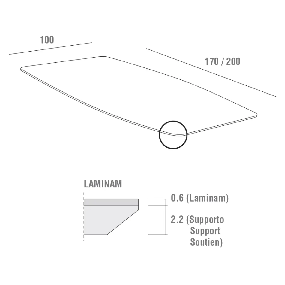 Kitchen Table with Laminam Top Made in Italy, High Quality - Lingotto Viadurini