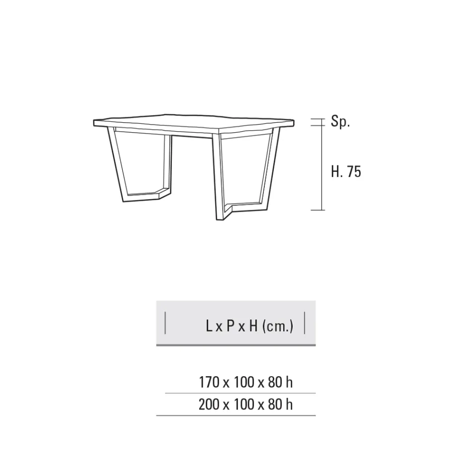 Fixed Metal Kitchen Table and Wooden Top Made in Italy - Bastiano Viadurini