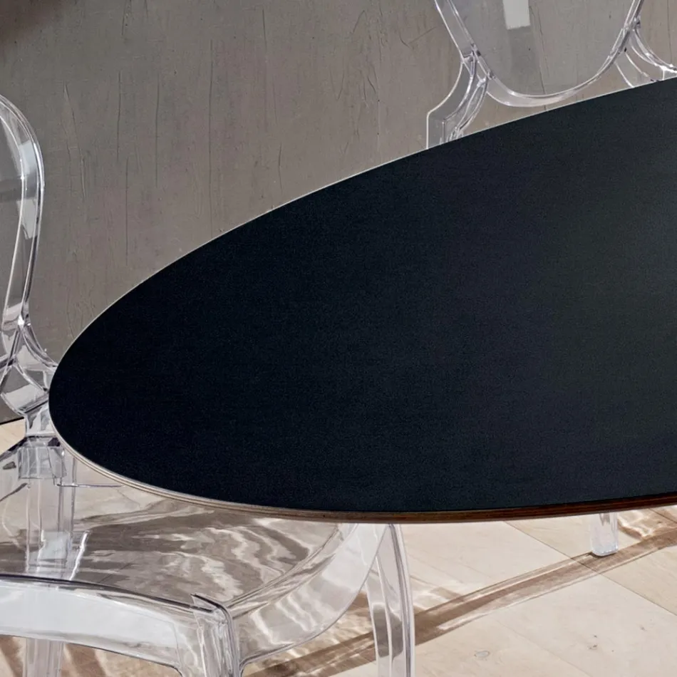 Kitchen Table in Fenix and Lacquered Synthetic Marble Made in Italy - Brontolo Viadurini