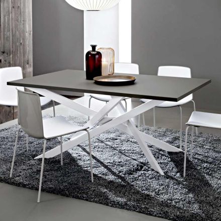 Kitchen Table in Fenix and White Metal of Quality Made in Italy - Carlino Viadurini