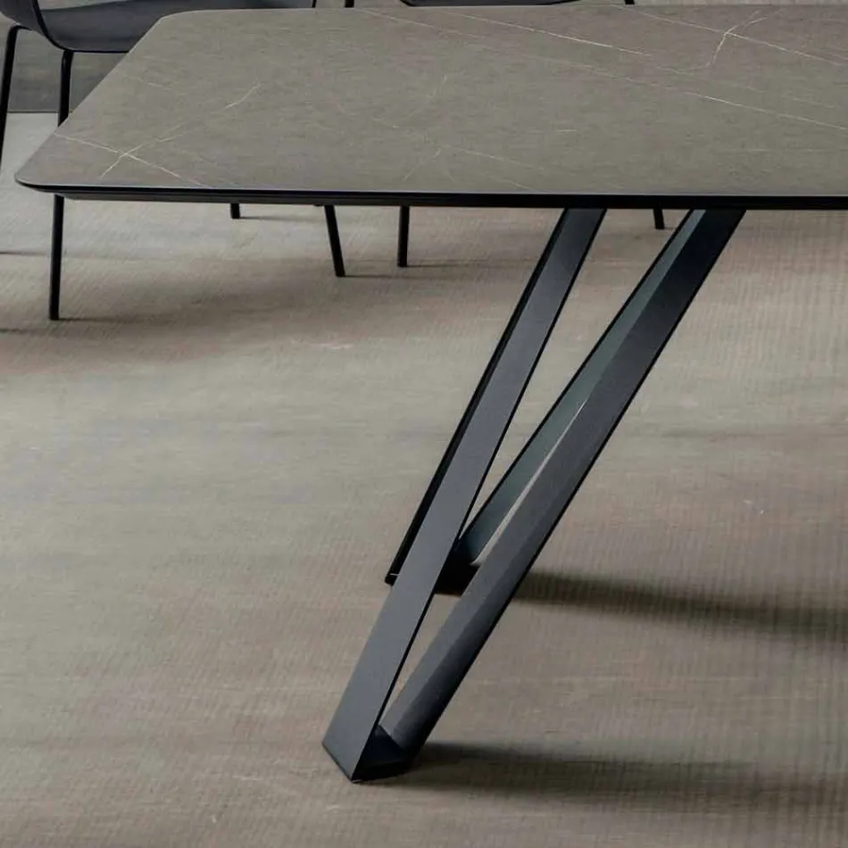 Hpl Kitchen Table with Anthracite Metal Base Made in Italy - Aresto Viadurini